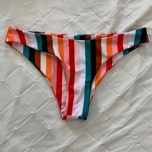 Striped cheeky bikini bottom